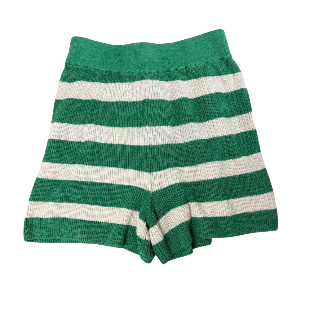 FP Beach Free People Green Cream Striped Knit Sweater Shorts XS OB1438202